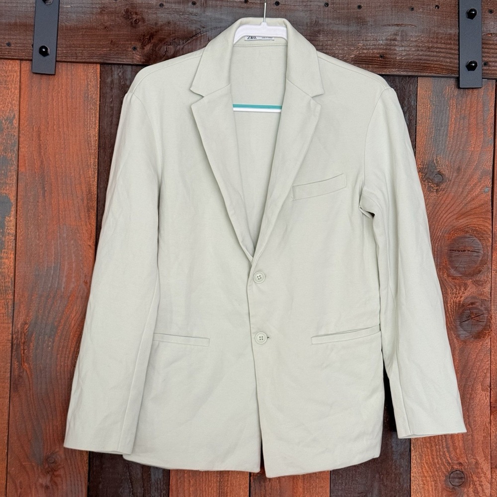 Zara Basic Women's Blazer Off White Beige Ivory Lined Size XS Made In Spain